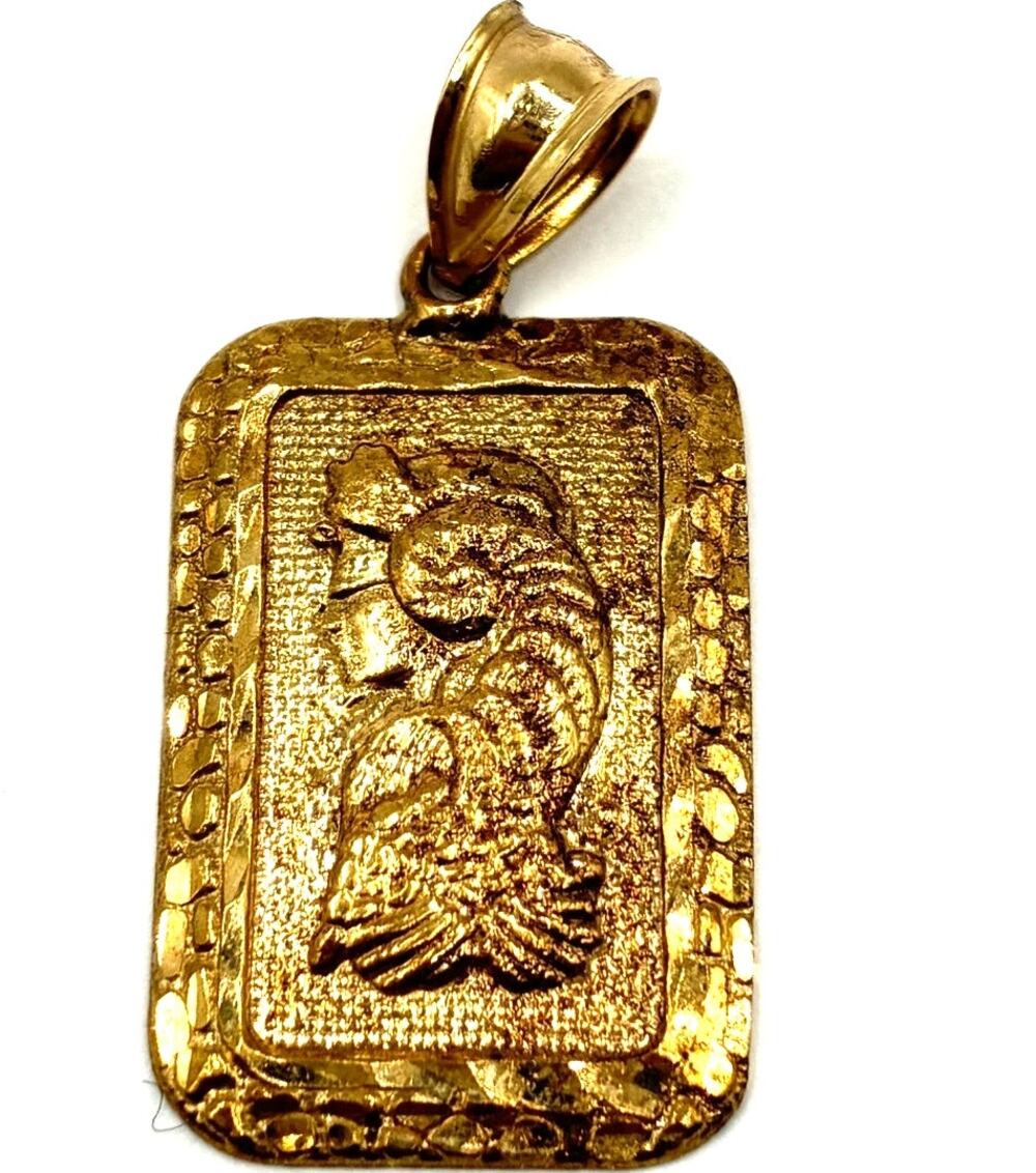 10k Yellow Gold Lady Fortuna nugget good luck pendant charm